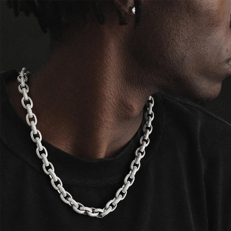 10mm Iced Out Cuban Link Chain with Ring Clasp-4-Mixxchains