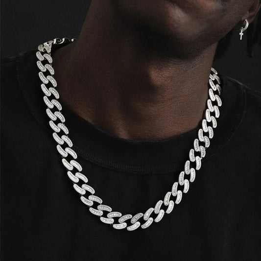 15mm Iced Out Cuban Link Chain in White Gold-1-Mixxchains