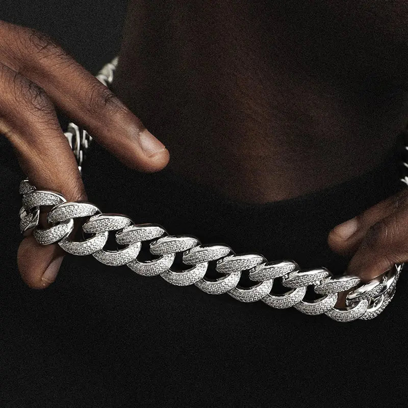 18mm Iced Out Cuban Link Chain in White Gold-3-Mixxchains