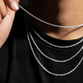 3mm Rope Chain Solid 925 Sterling Silver-3-Mixxchains