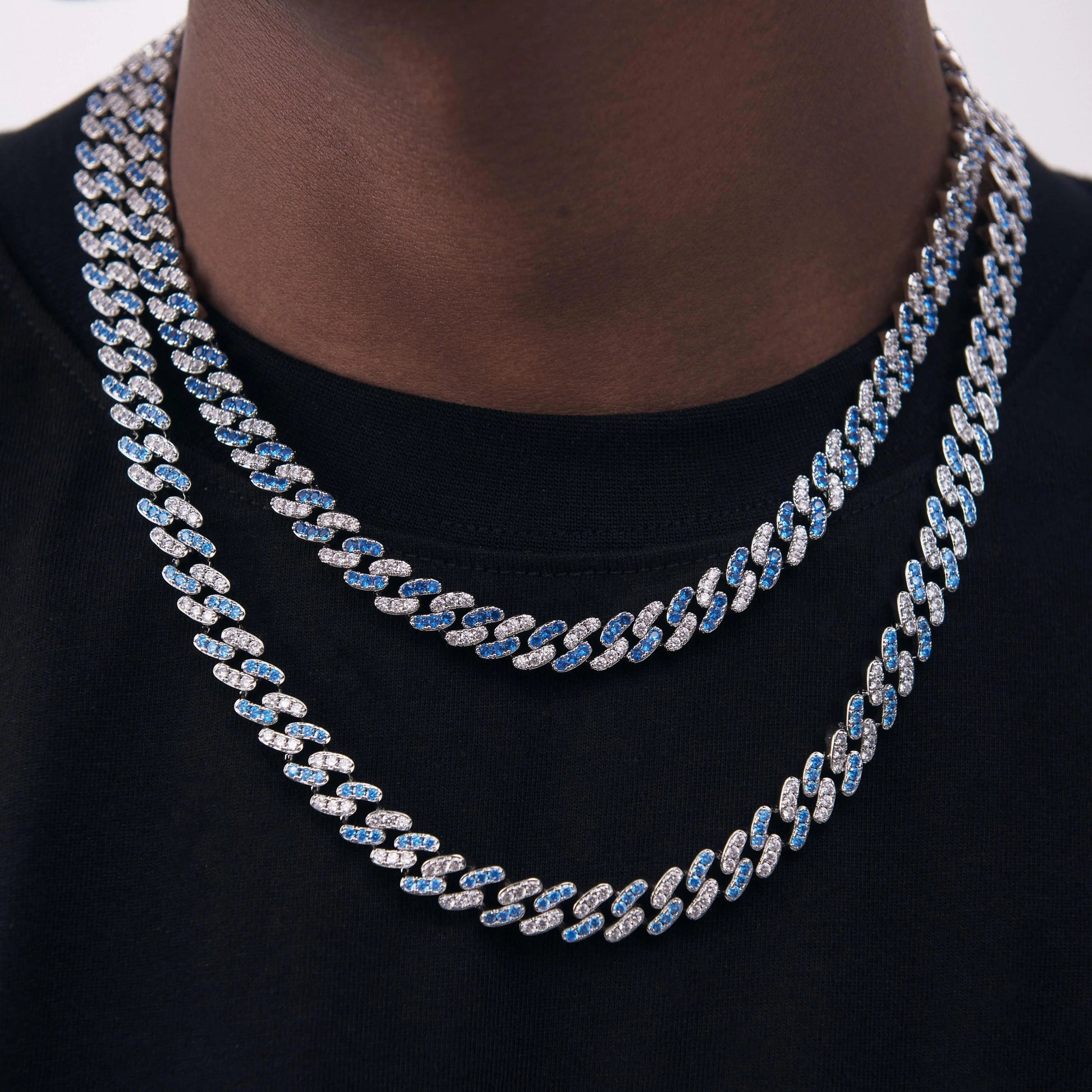 8mm Blue Iced Out Cuban Link Chain-1-Mixxchains