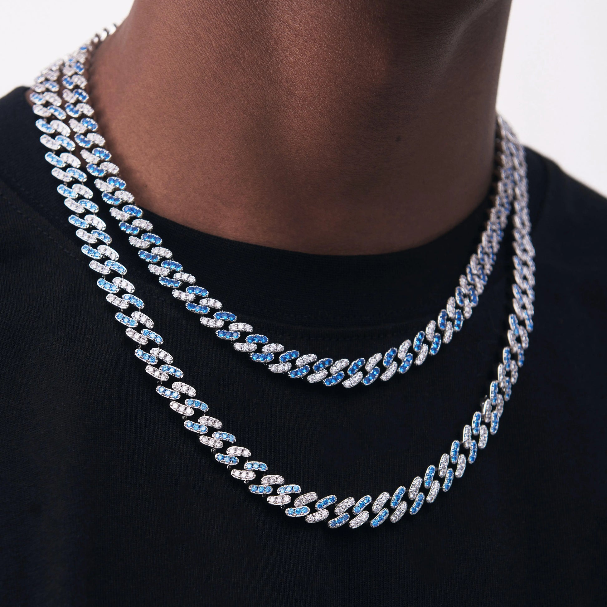 8mm Blue Iced Out Cuban Link Chain-4-Mixxchains