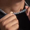 8mm Blue Iced Out Cuban Link Chain-6-Mixxchains