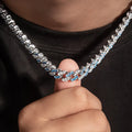 8mm Blue Iced Out Cuban Link Chain-7-Mixxchains