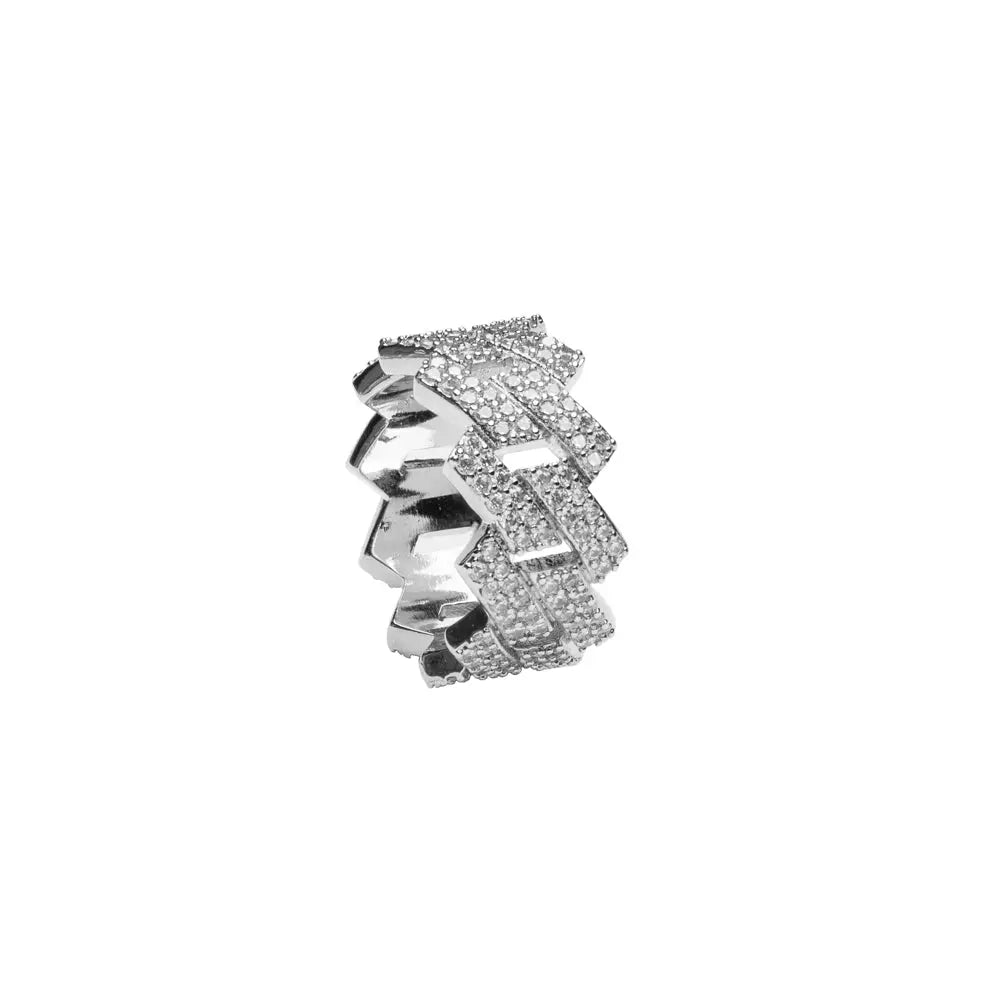 Baguette Diamond Cuban Link Ring-2-Mixxchains
