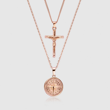 Compass x Crucifix Set (Rose Gold)