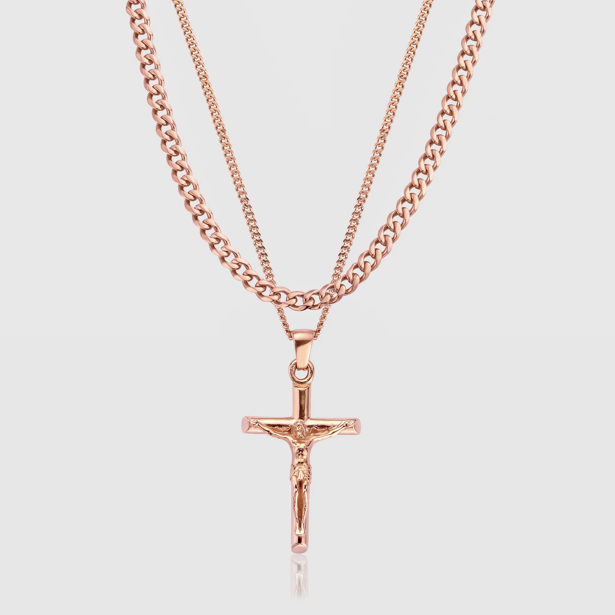 Crucifix and Cuban Set (Rose Gold)